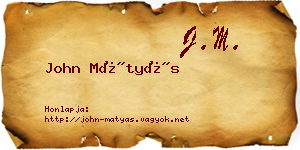 John Mátyás névjegykártya