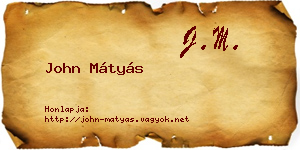 John Mátyás névjegykártya